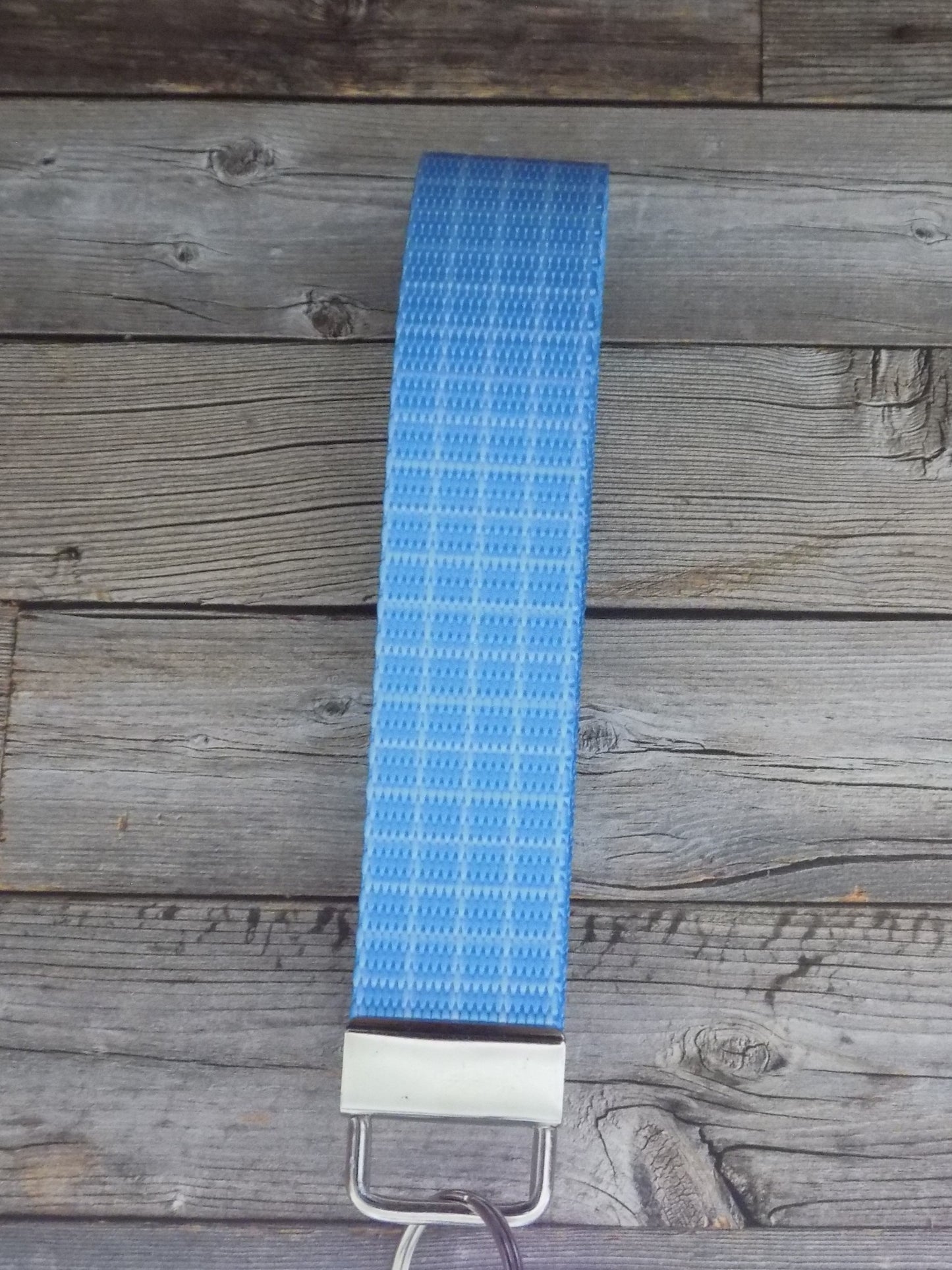 Keychain Wristlet - Mermaid Rainbow Blue Checkered