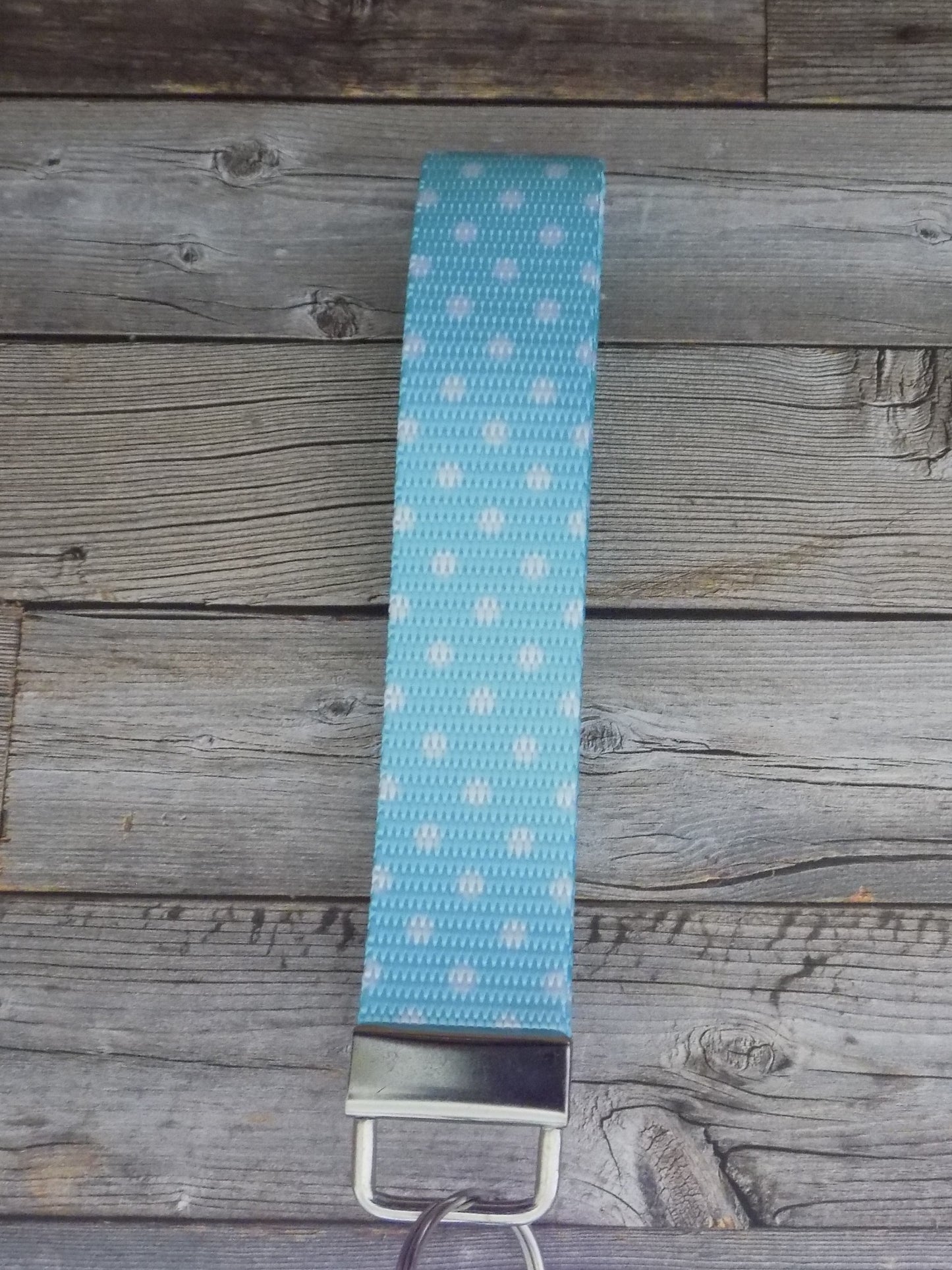 Keychain Wristlet - Mermaid Rainbow Turquoise Polka Dots