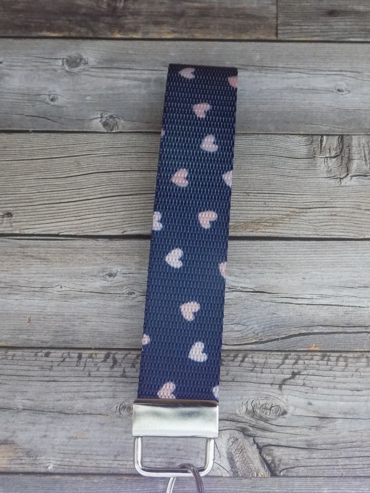 Keychain Wristlet - Be Mine Black with Pink Hearts