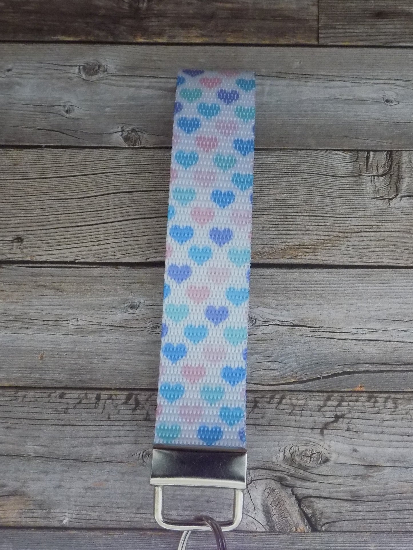 Keychain Wristlet - Mermaid Rainbow Multicolored Hearts