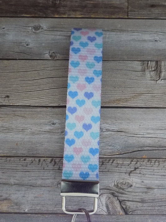 Keychain Wristlet - Mermaid Rainbow Multicolored Hearts