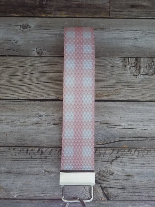 Keychain Wristlet - Be Mine Pink Checkered