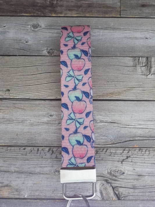 Keychain Wristlet - Back to School Apples and Bows