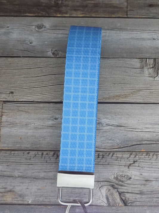 Keychain Wristlet - Mermaid Rainbow Blue Checkered