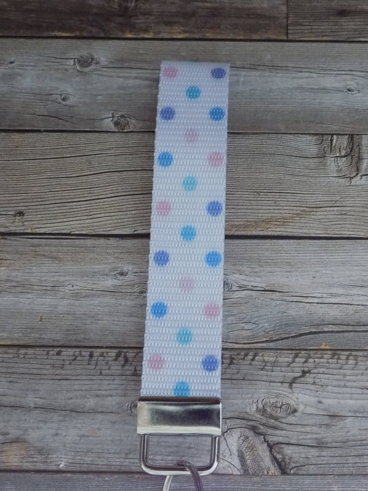 Keychain Wristlet - Mermaid Rainbow Multicolored Polka Dots