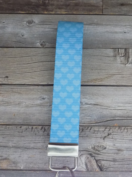 Keychain Wristlet - Mermaid Rainbow Blue Hearts
