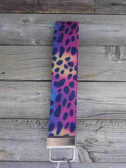 Keychain Wristlet - Multicolored Leopard 1