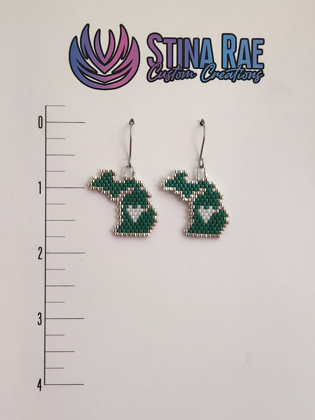 State of Michigan with Heart Earrings