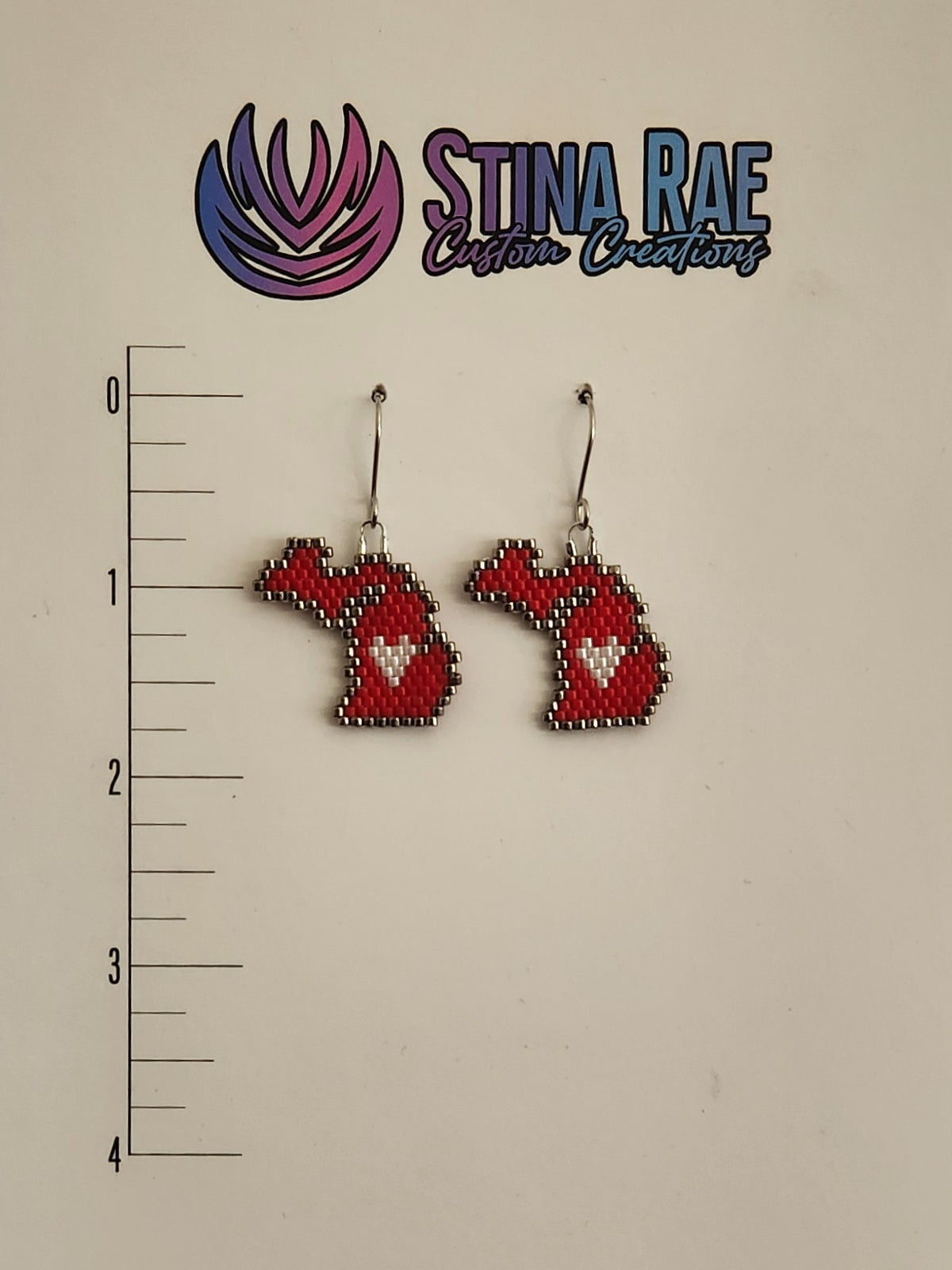 State of Michigan with Heart Earrings