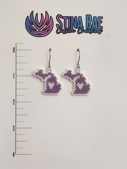 State of Michigan with Heart Earrings
