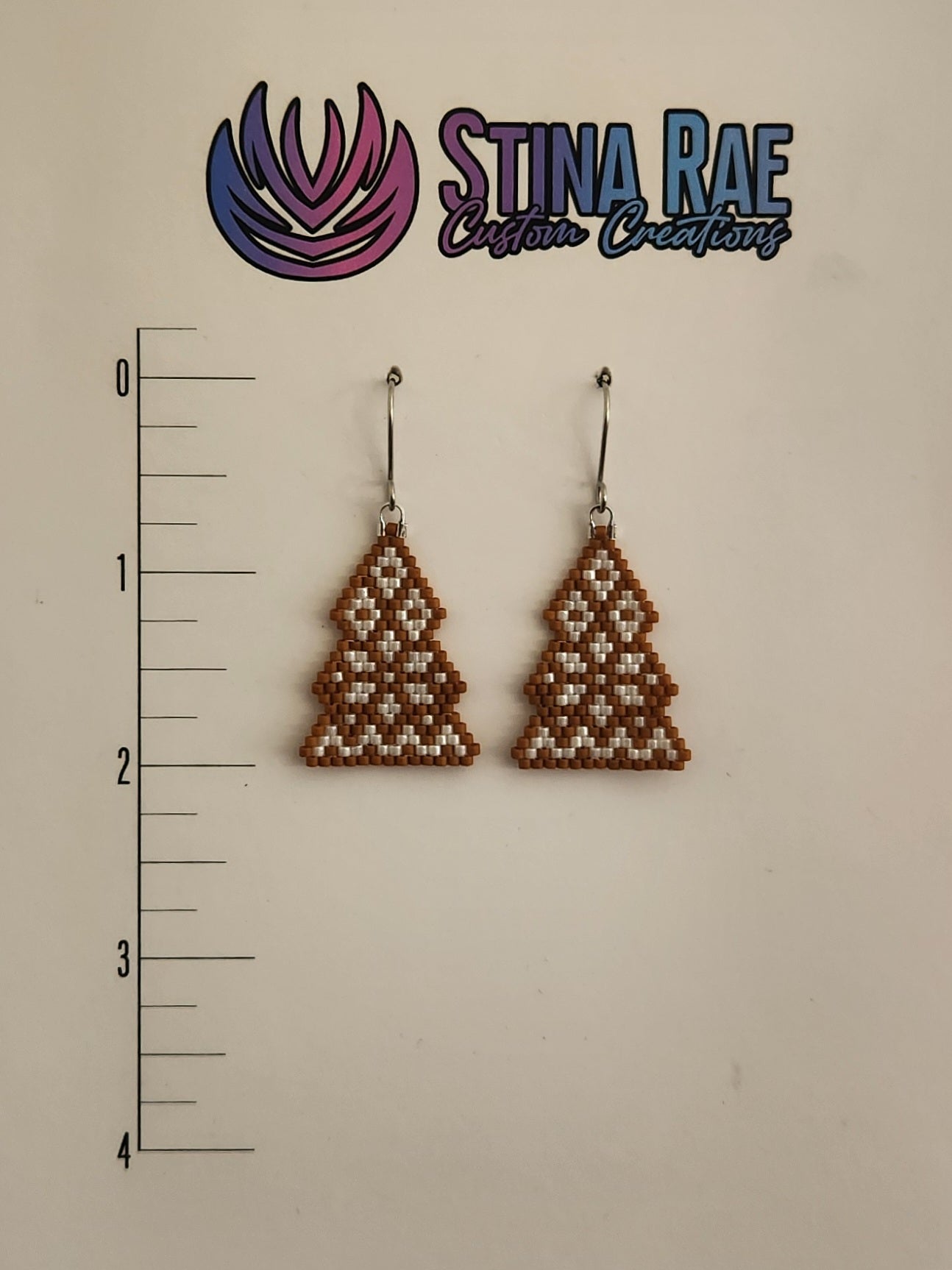 Gingerbread Christmas Tree Earrings