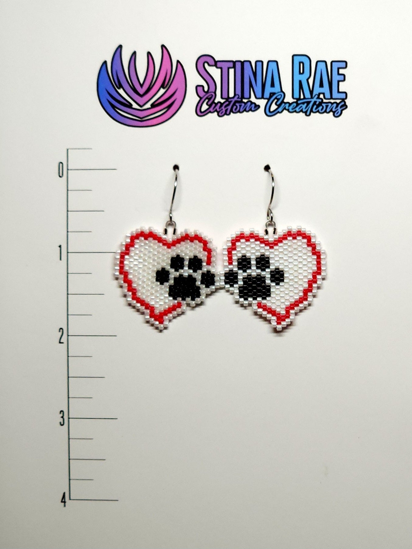 Heart with Pawprint Earrings